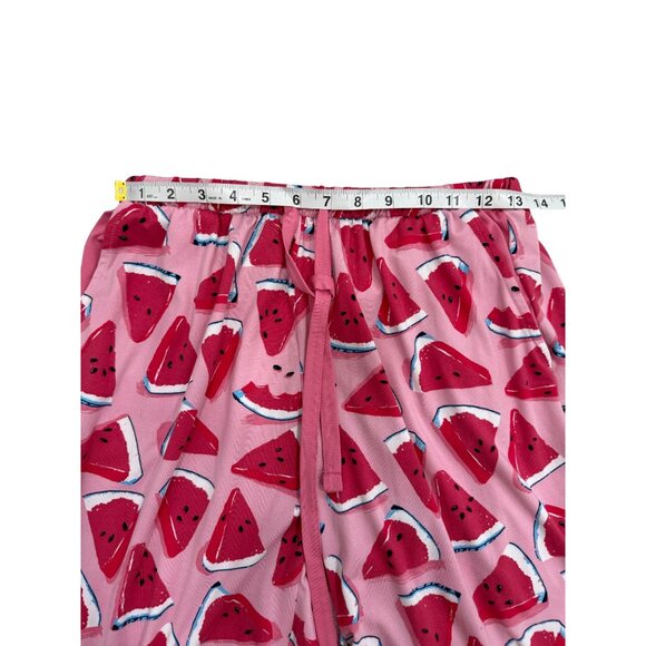 Munki Munki Watermelon Pajama Set Shirt & Capri Pant Pink Lounge Summer Size M - Picture 8 of 11